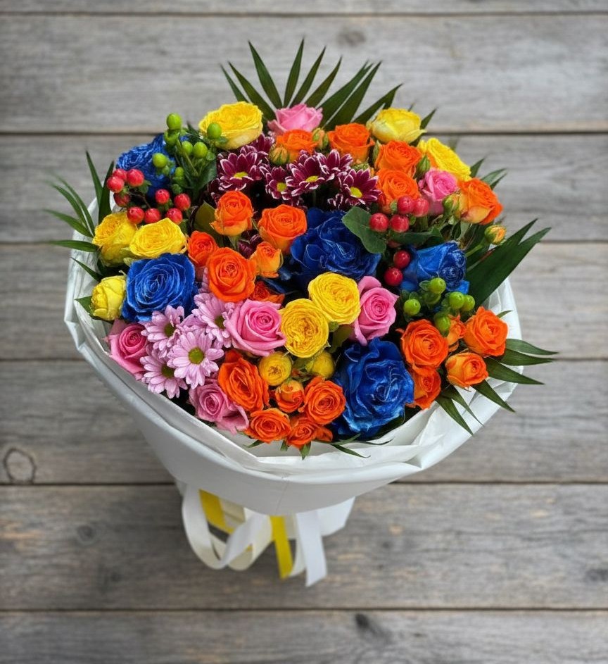 Букет цветов из: Розы и Хризантемы в Казачка