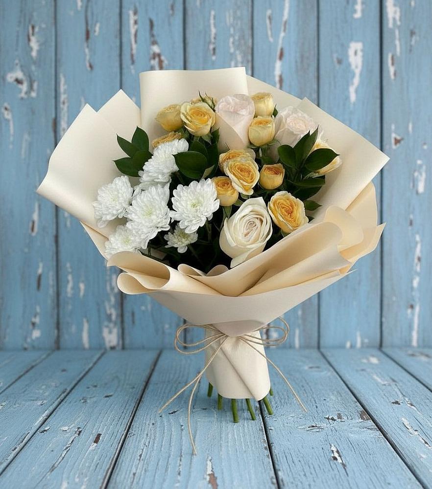 Букет цветов из: Розы и Хризантемы в Казачка
