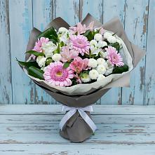 Букет цветов из:  Герберы, Альстромерии и Хризантемы в Казачка