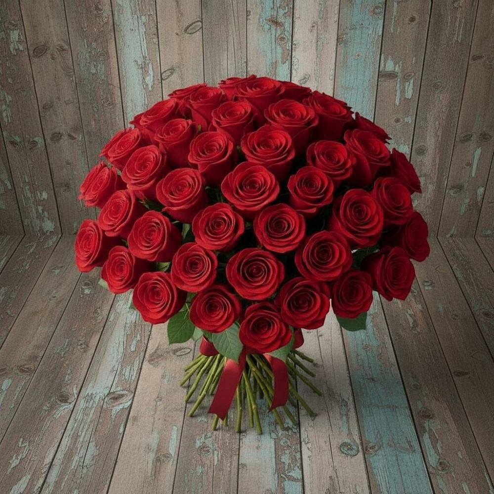 Букет 55 Красных роз Фридом в Казачка