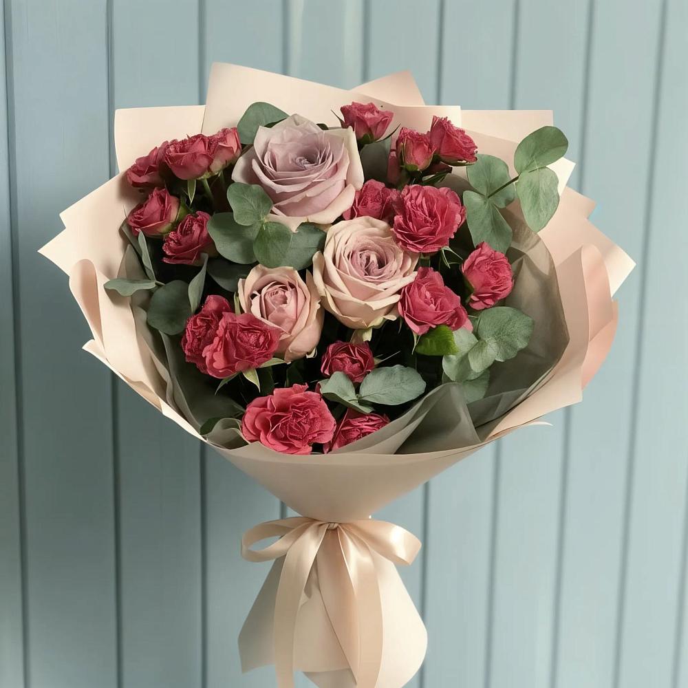 Букет цветов из: Гвоздики и Розы в Казачка