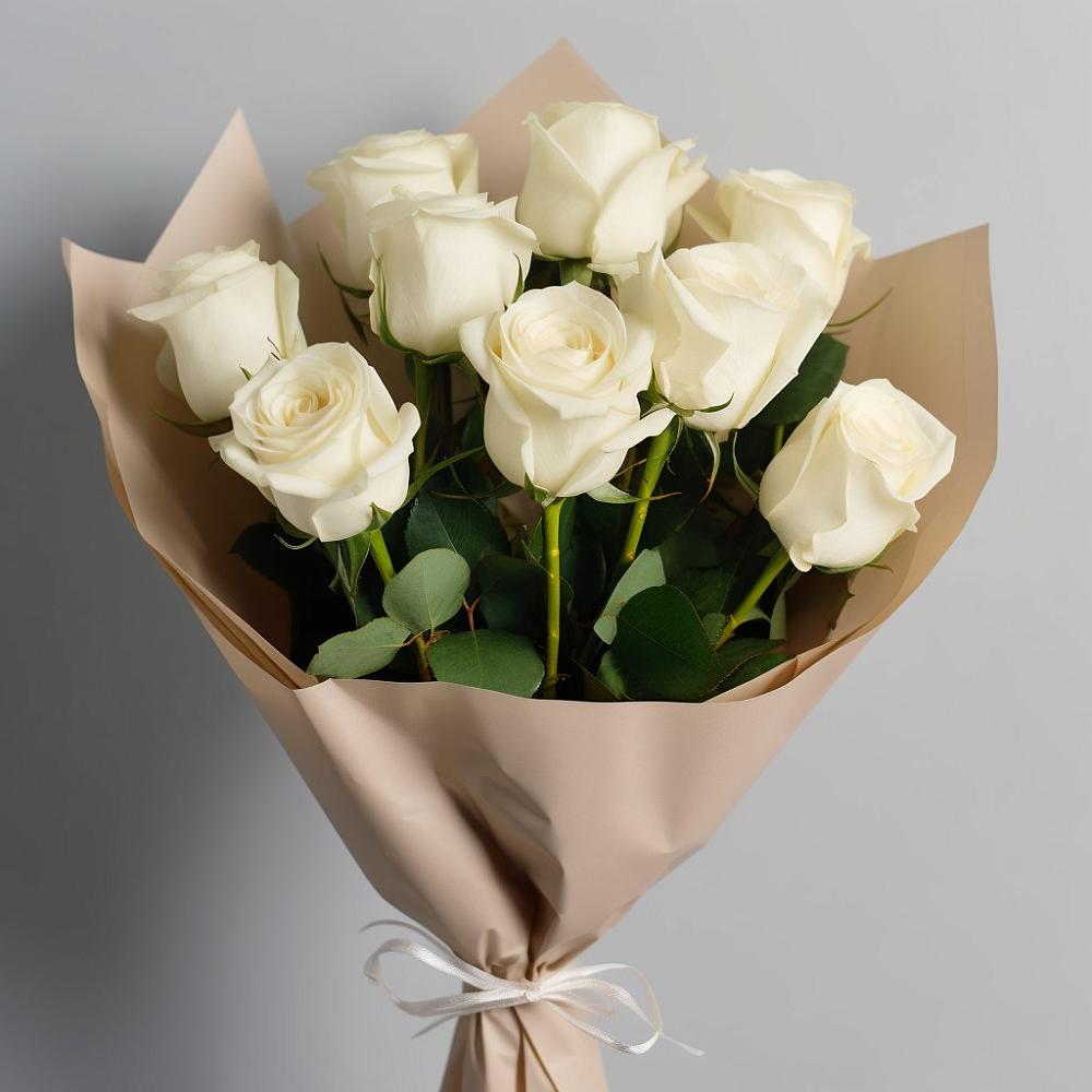 Букет 9 Белых роз Эдлесс Лав в Казачка