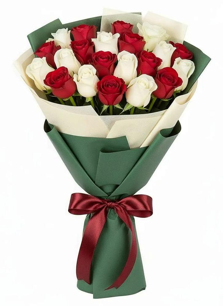 Букет Микс из красных и белых роз в Казачка