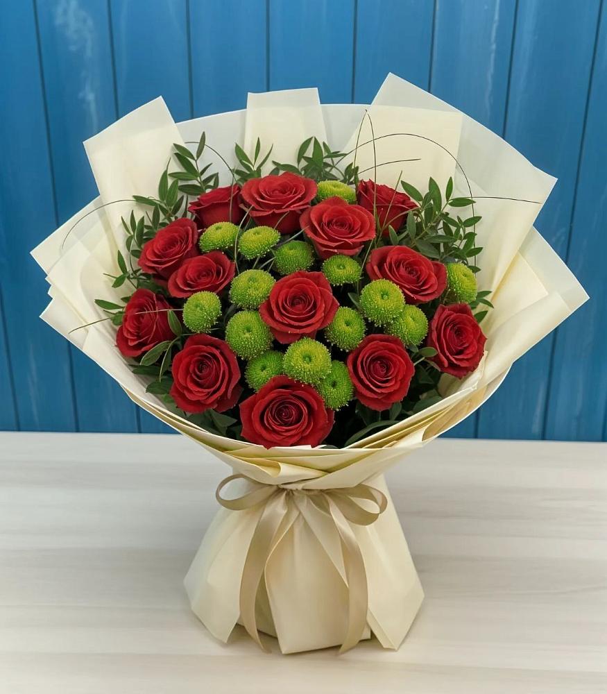 Букет цветов из: Розы и Хризантемы в Казачка