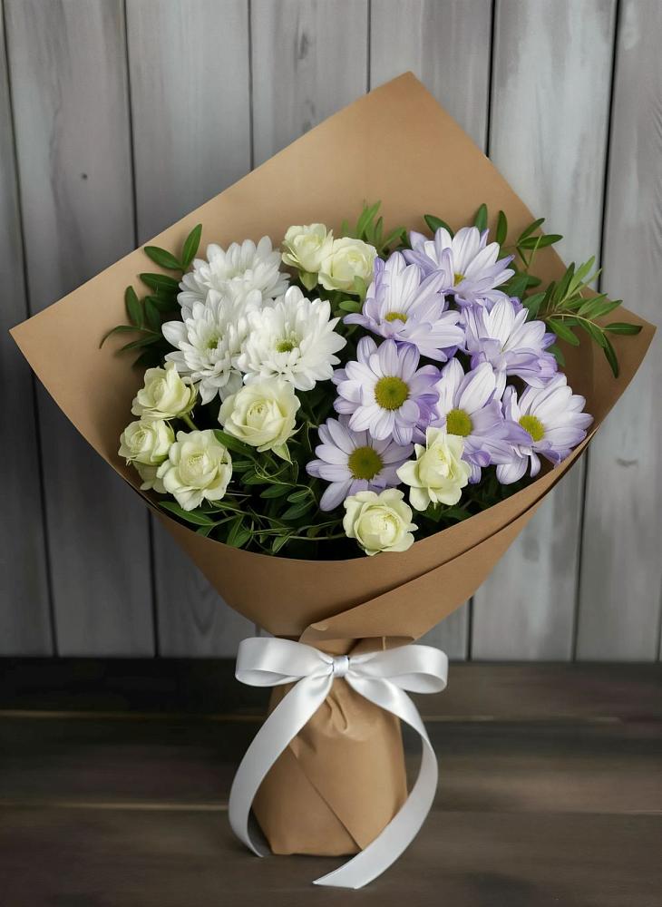 Букет цветов из: Хризантемы и Розы в Казачка