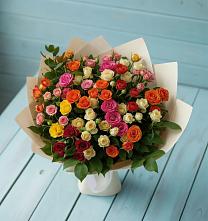 Букет Микс из разноцветных кустовых роз #REPLACE_PRED# Казачка